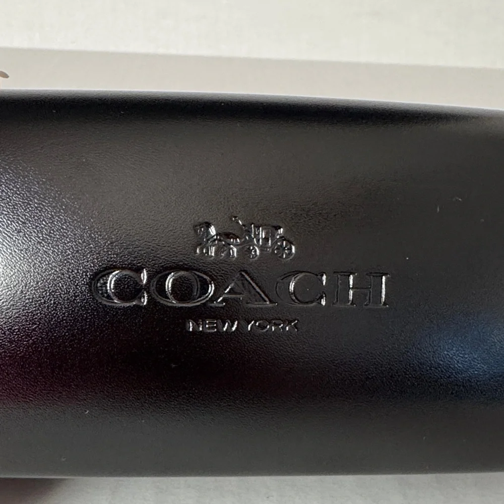 COACH New York Clamshell/Hardshell Eyeglass Case/Black Embossed Leather